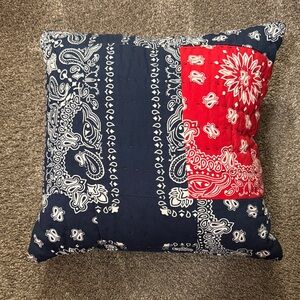 Levi's Navy and Red Patchwork Bandana Throw Pillow